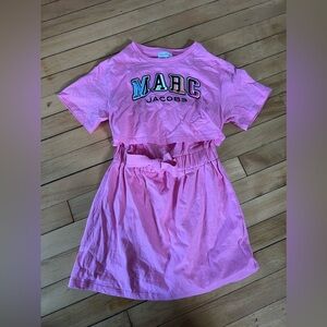 MARC JACOBS Girls logo Embroidered dress in pink